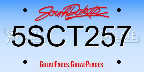 5SCT257 South Dakota License Plate