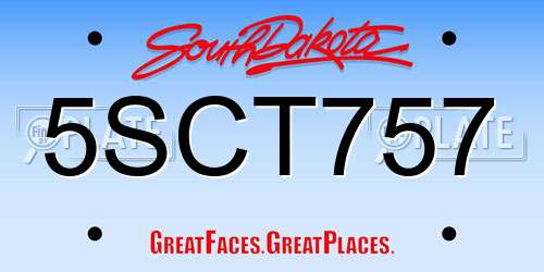 5SCT757 South Dakota License Plate