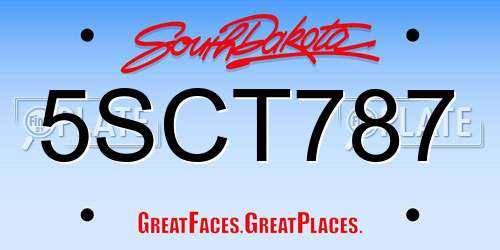5SCT787 South Dakota License Plate