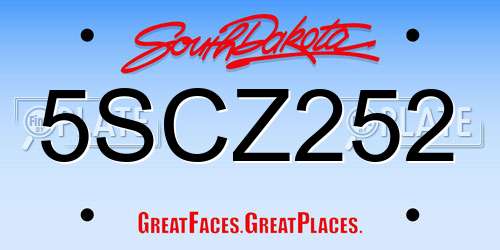 5SCZ252 South Dakota License Plate