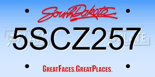 5SCZ257 South Dakota License Plate