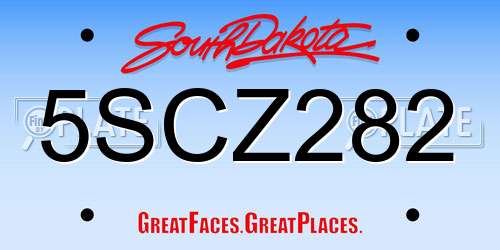 5SCZ282 South Dakota License Plate