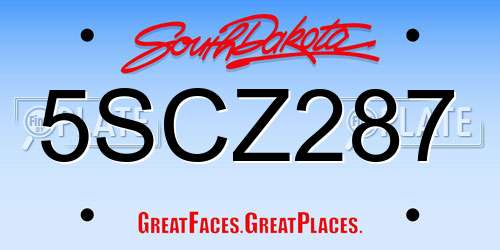 5SCZ287 South Dakota License Plate