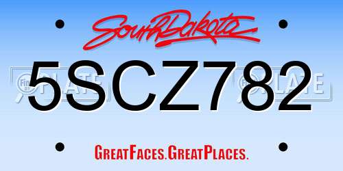 5SCZ782 South Dakota License Plate