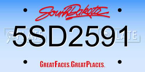 5SD2591 South Dakota License Plate