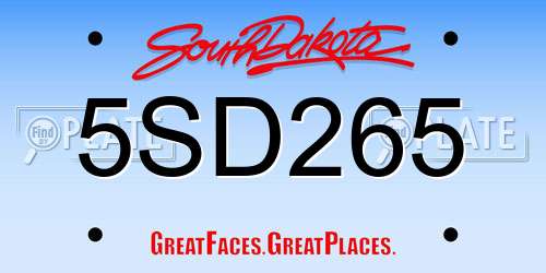 5SD265 South Dakota License Plate