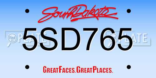 5SD765 South Dakota License Plate