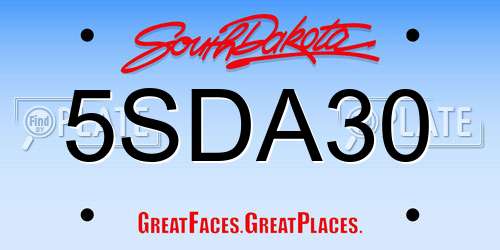 5SDA30 South Dakota License Plate