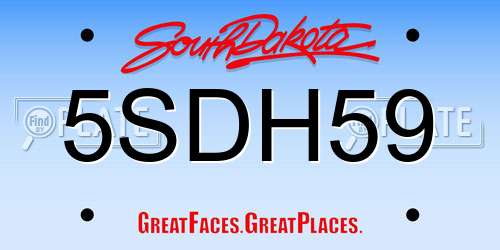 5SDH59 South Dakota License Plate