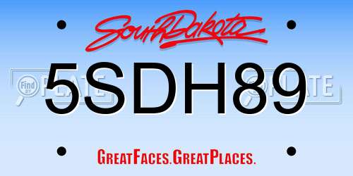 5SDH89 South Dakota License Plate