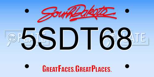 5SDT68 South Dakota License Plate