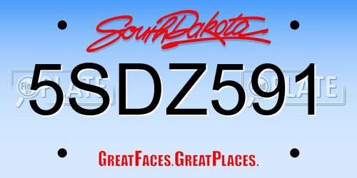5SDZ591 South Dakota License Plate