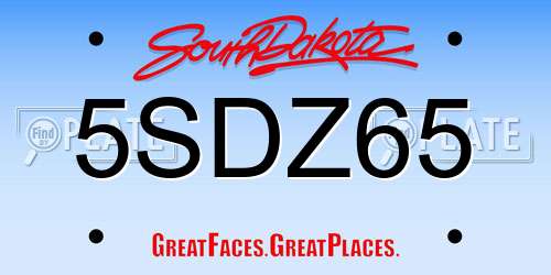 5SDZ65 South Dakota License Plate