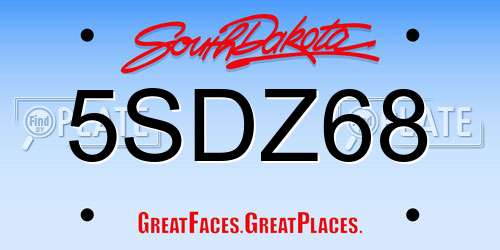 5SDZ68 South Dakota License Plate