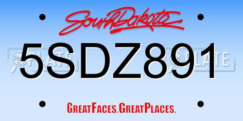 5SDZ891 South Dakota License Plate
