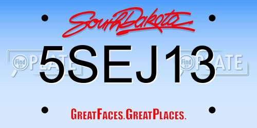 5SEJ13 South Dakota License Plate