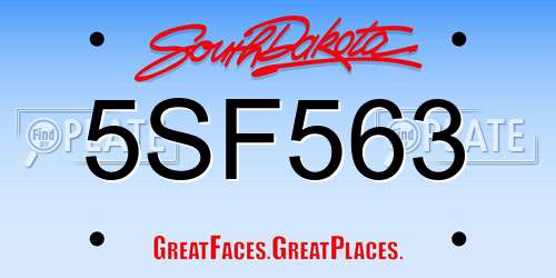5SF563 South Dakota License Plate