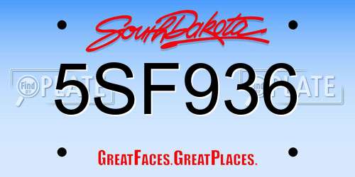 5SF936 South Dakota License Plate