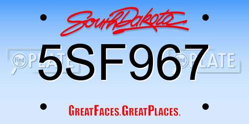 5SF967 South Dakota License Plate