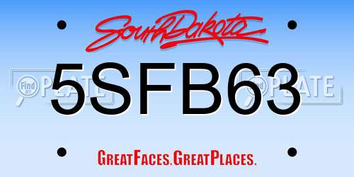 5SFB63 South Dakota License Plate