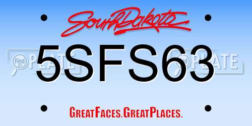 5SFS63 South Dakota License Plate