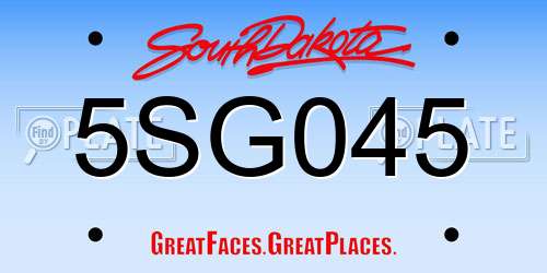 5SG045 South Dakota License Plate