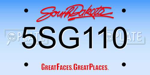 5SG110 South Dakota License Plate