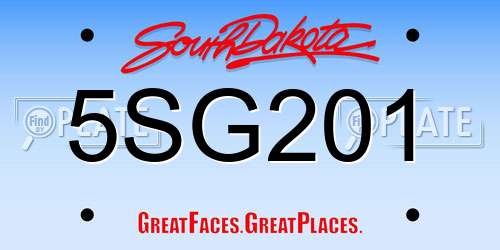 5SG201 South Dakota License Plate
