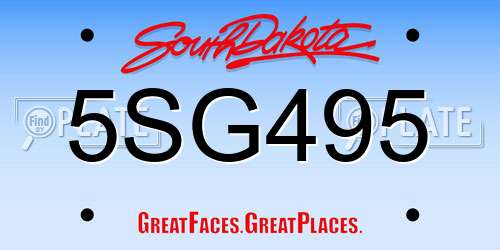 5SG495 South Dakota License Plate