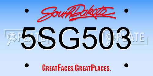 5SG503 South Dakota License Plate