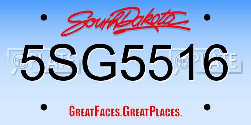 5SG5516 South Dakota License Plate