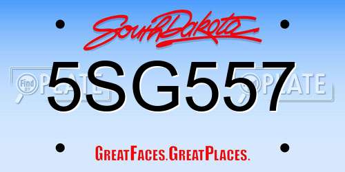 5SG557 South Dakota License Plate