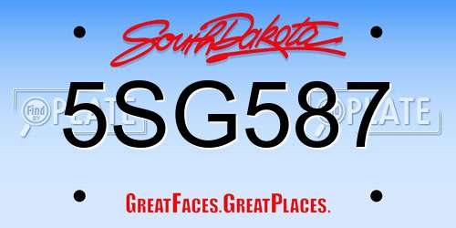 5SG587 South Dakota License Plate