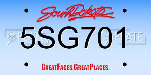 5SG701 South Dakota License Plate