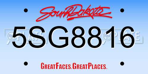 5SG8816 South Dakota License Plate