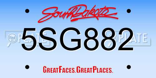 5SG882 South Dakota License Plate