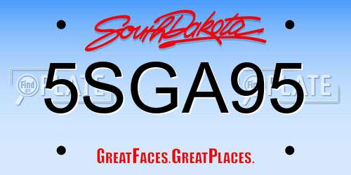 5SGA95 South Dakota License Plate