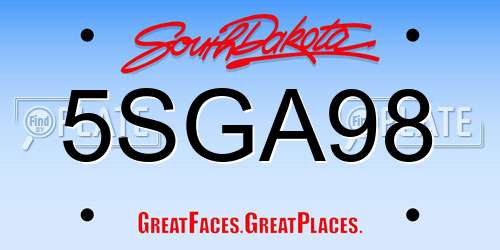5SGA98 South Dakota License Plate
