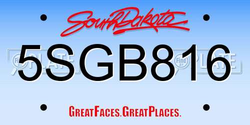 5SGB816 South Dakota License Plate