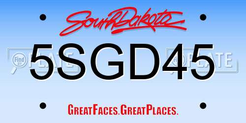 5SGD45 South Dakota License Plate
