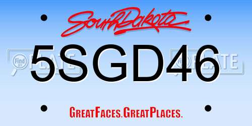 5SGD46 South Dakota License Plate