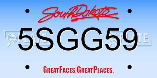 5SGG59 South Dakota License Plate