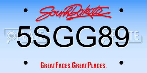 5SGG89 South Dakota License Plate