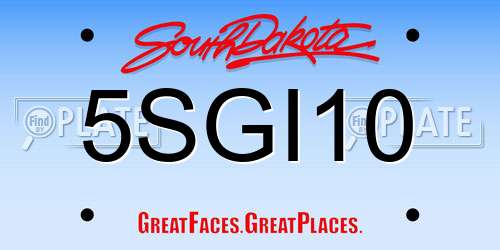 5SGI10 South Dakota License Plate