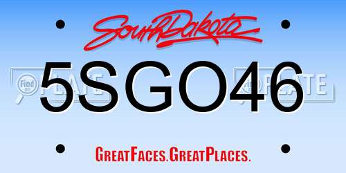 5SGO46 South Dakota License Plate