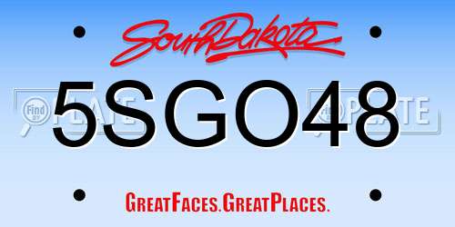 5SGO48 South Dakota License Plate
