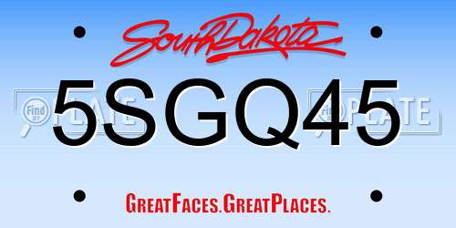 5SGQ45 South Dakota License Plate