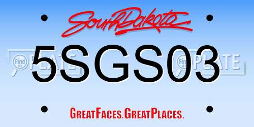 5SGS03 South Dakota License Plate