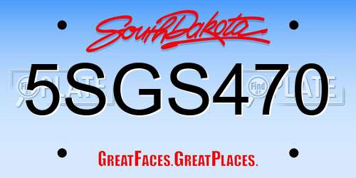 5SGS470 South Dakota License Plate