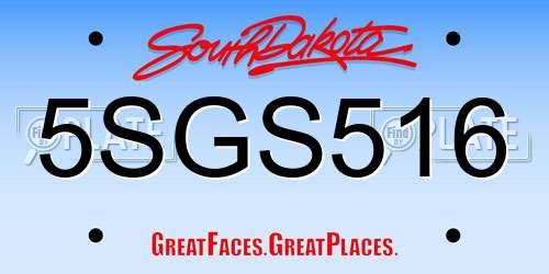 5SGS516 South Dakota License Plate
